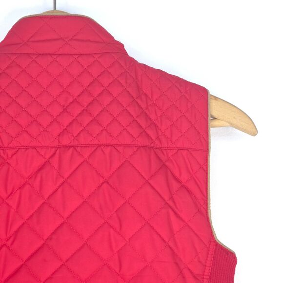 C’ESTTOI Quilted Puffer Vest Women's Medium Red Diamond Stitch Zip Riding Style - Picture 8 of 16